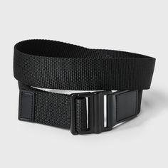 Black webbed belt with a 35mm width and 39-inch length. Knit fabric belt with bonded leather tips. Features an adjustable strap and black D-ring buckle closure for a customizable fit. If you're not satisfied with any Target Owned Brand item, return it within one year with a receipt for an exchange or a refund. Original Use™: Always the next evolution. Mens D Ring Belt, Adjustable Black Belt Buckles For Business, Classic Black Belts And Suspenders With Adjustable Strap, Modern Black Belts And Suspenders For Work, Classic Black Belt With Adjustable Strap, Black Adjustable Belts For Business, Black Adjustable Casual Belt, Casual Black Adjustable Belt, Classic Black Belt Buckle