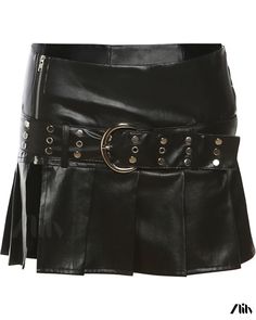 Zlily - Fashionable and Alluring High-waisted Leather Zipper Skirt Hot Skirts, Zipper Skirt, Wrap Around Skirt, Chic And Elegant, Half Skirt, Skirt Skirt, Leather Zipper, Short Skirt, Types Of Skirts