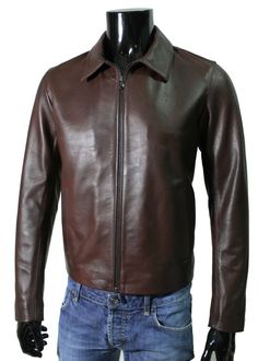 ITALIAN LAMBSKIN LEATHER BLOUSON JACKET. BEST SLIM FIT EVER !!!!  MADE WITH SOFT LAMBSKIN LEATHER   COLOR : MAHOGANY BROWN DISTRESSED . SIZE : S  - Slim Fit , for more details of the measures please check photo #4 , if sleeves are long we can cut for free just contact us . MADE IN ITALY (italianskins)   We've done our best to represent our true colors but due to the differences in screen resolution for computer monitors, colors can vary slightly. MATERIAL  All our skins are tanned in Italy. We G Fitted Brown Leather Jacket With Lapel Collar, Luxury Fitted Brown Biker Jacket, Luxury Fitted Brown Leather Jacket, Blouson Jacket, Mens Outdoor Jackets, Mahogany Brown, Slim Fit Men, Lambskin Leather, True Colors