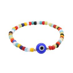 "* 3 mm Gold Filled (14/20) Beads * 4 mm Sead Beads * Evil Eye Pendant Available in Various Sizes. Please choose from drop down list. I make 6.5\" for most wrist size and 5.5\" for kid's size. To determine your bracelet size: Measure with a tape around your wrist (where you would like the bracelet to sit). If you don't have access to a measuring tape, wrap a string around your wrist and measure the length with a ruler. This is your wrist size. To determine your bracelet size add 1/2\" for a snug Multicolor 8mm Beads Evil Eye Bracelet, Adjustable Multicolor Evil Eye Bracelet With 8mm Beads, Adjustable Multicolor Evil Eye Beads, Colorful Beads Evil Eye Bracelet For Beach, Multicolor Beaded Evil Eye Bracelet Spiritual, Multicolor Beaded Evil Eye Bracelet, Beach Evil Eye Bracelet With Colorful Beads, Multicolor Spiritual Evil Eye Bracelet For Beach, Casual Multicolor Evil Eye Bracelet For Beach