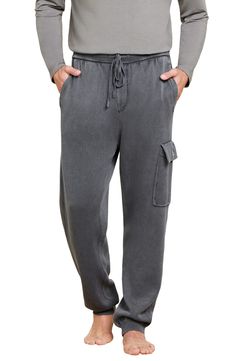 Whether you're working from home or doing nothing at all, you'll love these soft and roomy cotton joggers with a sunfaded look and cargo pocket. 27 1/2" inseam; 5 1/2" leg opening; 12 1/2" front rise; 17" back rise Elastic/drawstring waist Side-seam pockets; cargo flap-patch pocket Ribbed cuffs 100% cotton Machine wash, tumble dry Imported Comfortable Relaxed Fit Sweatpants For Elevated Casual, Utility Relaxed Fit Joggers For Loungewear, Relaxed Fit Utility Joggers For Loungewear, Relaxed Fit Joggers With Side Pockets For Elevated Casual, Washed Black Casual Relaxed Fit Sweatpants, Casual Washed Black Relaxed Fit Sweatpants, Casual Washed Black Sweatpants Relaxed Fit, Relaxed Fit Utility Joggers With Straight Leg, Relaxed Fit Straight Leg Utility Joggers