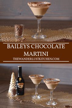 bailey's chocolate martini served in coupe glasses