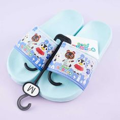 Animal Crossing Bathroom Slippers - Blue / Medium - Blippo Kawaii Shop Playful Non-slip Slip-on Slides, Playful Plastic Slip-on Sandals, Cute Non-slip Slide Slippers, Cute Non-slip Slide Flip Flops, Playful Beach Slide Slippers, Non-slip Cartoon Slippers With Round Toe, Cartoon Style Non-slip Slippers With Round Toe, Playful Non-slip Slide Flip Flops, Cartoon Style Non-slip Round Toe Slippers