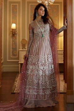 Embroidered Pakistani Wedding Dress In Sharara Style Sharara Style, Pakistani Designer Clothes, Organza Sleeves, Pakistani Wedding Dress, Unstitched Dress Material, Unstitched Suits, Luxe Wedding, Embellished Gown, Pakistani Wedding Dresses