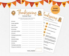 the thanksgiving printable game is shown next to it's instructions for children to use