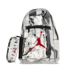 Keep your things easy to access with this Jordan Clear School Backpack. It has a spacious main compartment and large front pocket, providing plenty of space to hold your gear for class and then some. It also has a bottle pocket on the side to help you keep up with hydration goals, adjustable padded straps for comfy wear, and a detachable pencil case is included to help you stay extra organized. The front zippered pocket secures items you need quick and easy access to. Side bottle pocket helps yo Back To School Backpack With Water Bottle Pocket, School Bag With Water Bottle Pocket, School Bag With Water Bottle Pocket Rectangular, Back To School Rectangular Backpack With Water Bottle Pocket, Functional Student Bags With Water Bottle Pocket, Functional School Bag With Water Bottle Pocket, Functional Student Backpack With Water Bottle Pocket, Clear Standard Backpack For School, Sporty School Backpack With Water Bottle Pocket