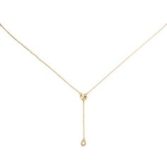 Cubic Zirconia 14k Gold Plated Flower Charm Lariat Necklace by World Market Fine Jewelry Lariat Necklace With Dangle Feature, Dainty Round Jewelry With Adjustable Length, Elegant Gold Plated Lariat Necklace, Elegant Round Gold Plated Lariat Necklace, Elegant Round Gold-plated Lariat Necklace, Adjustable Round Lariat Necklace In Dainty Style, Adjustable Dainty Round Lariat Necklace, Elegant Yellow Gold Lariat Necklace With Round Pendant, Yellow Gold Plated Necklace With Adjustable Length