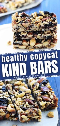 healthy copycat kind bars with nuts and raisins