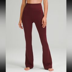 New In Bag Lululemon Groove Pants New With Tags Iconic Flared Groove Pants Buttery Soft Nulu Fabric. Super High Rise. 32.5” Inseam Color: Red Merlot Size: 6 Fitted Full-length Lululemon Pants, Lululemon Fitted Full Length Pants, Lululemon Full Length Yoga Pants, Sporty Solid Color Flare Pants, Lululemon Fitted Sports Pants, Fitted Lululemon Bottoms For Workout, Fitted Lululemon Workout Bottoms, Lululemon Mid-rise Fitted Pants, Lululemon Full-length Yoga Bottoms