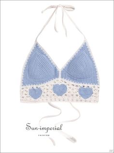 Women Crochet Boho Beach Halter Tank Top Sun-Imperial United States Trendy Blue Halter Top For Beach Season, Blue Beachy Halter Top For Spring, Blue Heart Print Top For Summer, Cute Blue Tops For The Beach, Cute Sleeveless Halter Top For Beach, Cute Halter Neck Top For Beach, Cute Halter Top For The Beach, Blue Bohemian Halter Top For Vacation, Casual Blue Halter Top For Vacation