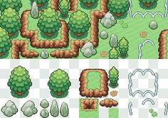 the game's map is shown with trees, bushes and rocks in different stages