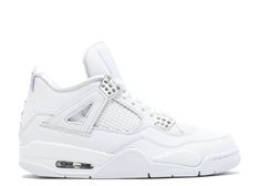 Air Jordan 4 Retro 'Pure Money' 2017 - Air Jordan - 308497 100 - white/metallic silver-pure platinum | Flight Club Jordan 4 Retro Pure Money, Jordan 4 White, Jordan 4’s, Nike Air Jordan 4, Jordan Retro 4, Jordan 4s, Jordan Shoes Retro, Air Jordan Retro, Cute Nike Shoes