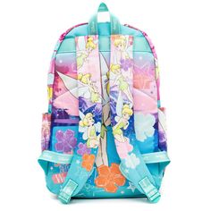 WondaPop Disney Nylon Backpacks are known for their whimsical Disney prints and designs. This beautiful, colorful backpack features flattering softimagesof Tinkerbell from Disney's Peter Pan. The bag has Tinkerbell in various poses with "Never Grow Up" on the front pocket flap and "Sassy but Worth it" on the back. The bag hasfabric straps for putting pins on. Cute Multicolor Backpack For Disney Trips, Multicolor Disney Standard Backpack, Disney Style Standard Backpack, Multicolor Disney Bags For Back To School, Disney Multicolor Backpack For Back To School, Green Disney School Backpack, Disney Multicolor Standard Backpack, Disney Backpack With Adjustable Strap For Back To School, Disney Style Multicolor Standard Backpack