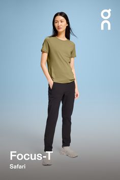 From sweating it out in the studio or walking down city streets, this ultra-soft T-shirt is a versatile essential | On Women's Focus-T Short-Sleeve Shirt in Safari, Size: XL. All-day wear, workouts, yoga Active Life, Travel. Performance All Day | Polyester Versatile Crew Neck Sports T-shirt, Casual Relaxed Fit T-shirt For Gym, Casual Moisture-wicking Stretch T-shirt, Casual Stretch Moisture-wicking T-shirt, Fitted Casual T-shirt For Gym, Casual Stretch Go-dry Tops, Casual Moisture-wicking Workout Tops, Casual Short Sleeve Activewear For Gym, Casual Athletic Fit Short Sleeve Activewear