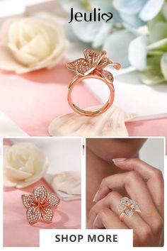 Flowers are one of the most common motifs used in art and design, and this is particularly true with jewelry. Featuring a classic five-petal design, this flower ring represents the unmatched beauty of nature. Crafted in fine sterling silver, this simple band is topped with a detailed flower, its petal shimmering with sparking round stones. Buffed to a brilliant shine, this beguiling blossom is certain to never fade away. Feminine Flower Ring For Wedding, Elegant Rose-colored Flower Ring As Gift, Elegant Rose Colored Flower Ring As Gift, Elegant Rose Flower Ring As Gift, Elegant Rose-colored Flower Ring For Gift, Elegant Rose Flower Ring For Gift, Luxury Rose Gold Flower Ring For Wedding, Formal Pink Flower Ring, Elegant Blossom Colored Rings For Gift