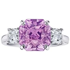 5.96 Carat Radiant Cut Pink Sapphire and Diamond Ring For Sale at 1stDibs | 954x7 Radiant Cut Ring, Pink Sapphire Diamond Ring, Radiant Cut Rings, Sapphire And Diamond Ring, Contemporary Ring, Radiant Cut Diamond, Expensive Jewelry, Square Diamond, Radiant Cut