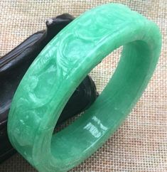 57.5 x 14.5mm Translucent Light Fei Cui Bashan Green Jadeite Jade Bangle #A30 Jade Bangle, Antique China, Asian Antiques, Jade, Bangles, Gift Card, Things To Sell, Crystals, Green