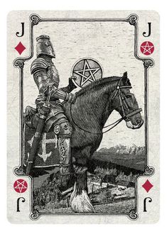 a rider on a horse in a playing card