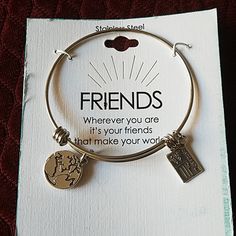 Friends Bracelet Nickel-free Jewelry For Friendship, Nickel Free Charm Bracelet For Friendship, Metal Bangle For Friendship, Friendship Metal Charm Bracelet, Nickel-free Charm Bracelet For Friendship, Nickel-free Round Charm Bracelet For Friendship, Trendy Nickel-free Jewelry For Best Friend Gift, Casual Metal Charm Bracelet Gift, Casual Metal Charm Bracelet As Gift