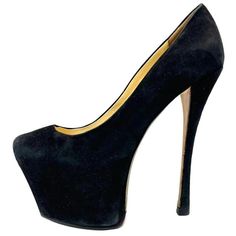 Giuseppe Zanotti Heels. Size 35 Black suede, with square fronts and very high heels. Additional information: Size – 35 Composition- Leather Condition – Good ( Some signs of wear) Comes with- Shoes Only