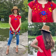 This Beautiful Floral Hand Embroidered Blouse is the perfect Top for Everyday use or a special event. This blouse is hand embroidered by Mexican Artisans and is completely one of a kind! This blouse comes in one size which fits sizes Small and Medium. More Colors Available here: https://www.etsy.com/es/listing/834786779/blusa-floral-bordado-a-mano-blusa-floral?ref=listing_published_alert Bohemian V-neck Embroidered Top, Bohemian V-neck Blouse With Multicolor Embroidery, Red Bohemian Embroidered V-neck Top, Bohemian Peasant Top With Multicolor Embroidered Neckline, Bohemian Peasant Top With Multicolor Embroidery, Bohemian Peasant Top With Embroidered Neckline For Festivals, Traditional Embroidered V-neck Peasant Top, Summer Bohemian Peasant Top With Embroidered Neckline, Bohemian Floral Embroidered Peasant Top For Festivals