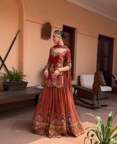 Green Pakistani Bridal Dress, Red Suits, Pakistani Bridal Dress, Raw Silk Lehenga, Red Suit, Bridal Inspo, Silk Lehenga, Embroidery Suits, Pakistani Bridal