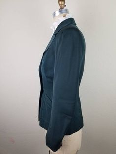 Good vintage condition No tags Measurements Shoulders 17 Bust 40 Waist 30 CB 27 Sleeve 26 Fitted Green Sport Coat For Semi-formal Occasions, Green Notch Lapel Blazer For Work, Tailored Dark Green Blazer For Business, Tailored Dark Green Blazer For Work, Green Formal Blazer With Pockets, Formal Green Blazer With Pockets, Semi-formal Fitted Green Outerwear, Green Fitted Outerwear For Semi-formal Occasions, Fitted Green Outerwear For Semi-formal Occasions