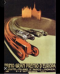 an old poster with some cars on it