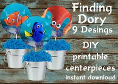 finding dory birthday party decorations with cupcakes in buckets and under the sea theme