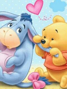 winnie the pooh and piglet hug each other