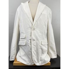 Women's Armani Exchange Nwt Off White Blazer Button Up Cotton Double Vent Lined This Item Is In Good Used Condition. There Are No Noticeable Holes, Stains, Fading Or Pilling. Measurements: Pit-To-Pt: 21 Inches Shoulder: 19 Inches Sleeve: 25 Inches Length: 30 Inches Smoke Free Home! Please Feel Free To Reach Out With Any Questions, I'll Be Happy To Assist! White Outerwear With Lapel Collar And Button Closure, White Lapel Collar Outerwear With Button Closure, White Single Breasted Button-up Outerwear, White Single-breasted Button-up Outerwear, Casual White Outerwear With Spread Collar, White Sport Coat With Button Closure For Fall, White Collared Blazer With Buttons, Spring Collared Sport Coat With Button Closure, Elegant White Cotton Blazer