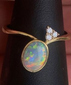 Unique Australian Crystal Opal And Solid Gold Ring Size 7 (Ref 3581) Solid Opal Ring, Australian Opal Ring, Opal Band, Solid Gold Ring, Crystal Opal, Rough Opal, Solid Gold Rings, Australian Opal, Opal Crystal