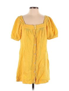 Honorine Casual Dress Size: X-Small Yellow Dresses - used. 100% COTTON, Square, Short, Short Sleeve | Honorine Casual Dress: Yellow Dresses - Used - Size X-Small Cotton Sundress With Short Sleeves, Daytime Short Sleeve Cotton Dresses, Daytime Cotton Mini Dress, Cotton Mini Dress For Daytime, Summer Mini Dress With Short Sleeves, Casual Square Neck Mini Dress For Daytime, Yellow Casual Dress, Yellow Dresses, Dress Yellow