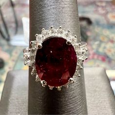 14k White Gold Diamond & Ruby Ring. 3.60 Carats. 5.2 Grams. Size 7. Pt2890 Ruby Diamond Rings, Ring Color, Ruby Diamond, Ruby Ring, Womens Jewelry Rings, White Gold Diamonds, Blue And Silver, Diamond Rings, Gold Diamond