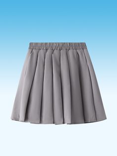 Cinza Claro  Collar  Poliéster   Embellished Não elástico Lined Skort For School, Lined Skirt Skort For School, Gray Pleated Mini Skirt For Spring, Gray Stretch Skirt For Summer, School Mini Skirt Solid Color With Lined Skirt, Solid Color Lined Mini Skirt For School, School Mini Skirt Solid Color Lined, Pleated Gray Skort For Summer, Gray Spring Skort For School