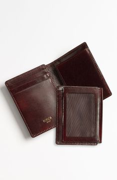 Richly colored leather structures a slim front pocket wallet with a lined ID window. Style Name:Bosca Old Leather Front Pocket Id Wallet. Style Number: 569396. Available in stores. Classic Wallet With Id Window For Everyday Use, Leather Card Holder With Id Window For Formal Use, Formal Leather Card Holder With Id Window, Classic Bifold Card Holder With Id Window, Classic Trifold Card Holder With Id Window, Formal Trifold Wallet With Interior Card Slots, Formal Trifold Wallet With Card Slots, Classic Trifold Wallet With Id Window, Classic Bifold Card Holder With Slots