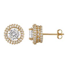 Add a touch of sparkle to any ensemble with these lab-created moissanite embellished White Lotus 10k gold stud earrings. Add a touch of sparkle to any ensemble with these lab-created moissanite embellished White Lotus 10k gold stud earrings. FEATURES Diameter: 9.25 mm Backings: post Nickel free Metal: 10k gold Finish: polished Packaging: boxedSTONE DETAILS Stone type: lab-created moissanite Total weight: 3 3/8 ct. Center stone size: 6 mm Center stone weight: 1 7/8 ct. Shape: round Setting: prong Halo Stud Earrings, White Lotus, Halo Earrings Studs, Gold Stud Earrings, Gold Stud, Gold Studs, Gold Earrings Studs, 10k Gold, Gold Finish