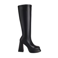 Type: Knee-High Boots Gender: Female Season: Demi-season Style: Casual;Business;Cocktail;Evening;Wedding Upper Material: Faux leather Inner Material: Microfiber Sole Material: Rubber Heel Type: Heel + platform Casual Footwear Features: Closed nose Closure Type: lightning Main Pattern: plain Toe: Square Heel Height: approx. 10.5cm Platform Height: approx. 3cm Shaft Height: approx. 38cm Circumference: approx. 32cm (The measured data is Manufacturer's Size 36) Package Contents: 1 x Shoes (Pair) Please see our size guide as below, you can choose the size according to your foot length and width. If your foot is a little wide and thick, we suggest you choose 1 size larger. Size Guide: 28 = foot length 18.5-19cm (Foot width=6.5-7cm) 29 = foot length 19-19.5cm (Foot width=7cm) 30 = foot length 19. Trendy Medium Width Heeled Boots For Party, Fitted Platform Boots In Faux Leather, Square Toe Faux Leather Platform Boots For Night Out, Polyurethane Platform Knee-high Boots For Party, Pointed Toe Faux Leather Platform Boots For Party, Pointed Toe Synthetic Platform Boots For Party, Trendy Party Heeled Boots With Stacked Heel, Faux Leather Platform Boots With Pointed Toe For Party, Synthetic Pointed Toe Platform Boots For Parties