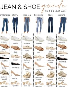 Looking to wear shoes with jeans but unsure which ones to choose? Check out guide on what shoes to wear with jeans of all styles! Celana Jins Wanita, Shoes To Wear With Jeans, Jeans And Shoes, Shoe Guide, What Shoes To Wear, Colour Combinations Fashion, Color Combos Outfit, Fashion Capsule Wardrobe, Fashion Vocabulary