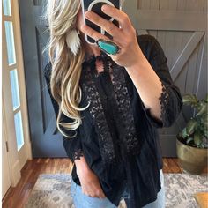 Bohemian Black Lace Button Front Blouse New With Tags! Approx. Measurements: Small: Pit To Pit: 18", Length: 23" Medium: Pit To Pit: 19", Length: 23" Large: Pit To Pit: 20", Length: 24" Xl: Pit To Pit: 21", Length: 25" Xxl: Pit To Pit: 24", Length: 27" ** Double Pit To Pit For Total Bust Measurement Cotton Blend If You Love Free People, Johnny Was Or Anthroplogie Style - Check Out Our Closet! Boho Lace Blouse, Summer Festival Birthday Date Night Cruise Bohemian Vintage Flirty Hippie Bohemian Chi Boho Collar Blouse For Festivals, Bohemian Blouse With Button Closure For Day Out, Bohemian Button-up Blouse For Day Out, Bohemian Button-up Tops With Lace Trim, Button-up Blouse With Lace Trim For Day Out, Fitted Bohemian Button-up Blouse, Bohemian Button-up Blouse For Daywear, Chic Daywear Blouse With Boho Collar, Black Lace Trim Blouse For Daywear