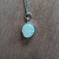 Genuine Druzy Stone Necklace Gorgeous Sky Blue Nickel Free 24"/60.9cm Silver Necklace Amethyst Stone Necklace, Waterfall Necklace, Dainty Pendant Necklace, Murano Glass Necklaces, Wood Bead Necklace, Round Pendant Necklace, Gold Statement Necklace, Free Earrings, Crystal Stars