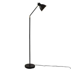 a black floor lamp on a white background