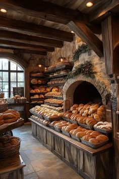 a bakery filled with lots of bread and loaves