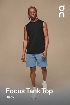 Bring on every benchpress and burpee. The breathable, sweat-wicking Focus Tank lets you flex on any workout | On Men's Focus Tank Top in Black, Size: XXL. Breathable, indoor training, travel Workout. Performance Running | Recycled Polyester Travel Workout, Burpees, Bench Press, Black Tank Tops, The Go, Tank Top, Bring It On, Train, Yoga