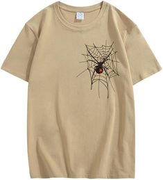 100% Cotton Imported Machine Wash MATERIAL: Women's summer T-shirts are made of 100% cotton material, which is soft, skin-friendly, breathable, and comfortable. We suggest customer order 1~2 sizes up for a loose fit. FEATURES: Simple crewneck T-shirt, short sleeves, ''spider web'' themed Halloween graphic, loose-fitting tunic T-shirt, casual style for added comfort. Basic tees are the perfect addition to Y2k's aesthetic accessories or streetwear. OCCASION: Harajuku Gothic T-shirts are suitable f Y2k Style Halloween T-shirt With Screen Print, Y2k Short Sleeve Halloween T-shirt, Y2k Halloween T-shirt With Letter Print, Y2k Style Halloween Short Sleeve T-shirt, Y2k Letter Print T-shirt For Halloween, Crew Neck Cotton T-shirt For Halloween, Y2k Crew Neck T-shirt For Halloween, Aesthetics Clothing, Simple Crewneck