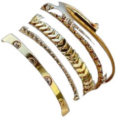 Gold Stainless Steel Bracelet As Fashion Accessory, Gold Stainless Steel Bracelets As Fashion Accessory, Trendy Gold Stackable Jewelry, Elegant Gold Interchangeable Bracelet, Elegant Gold Bracelet With Interchangeable Details, Modern Gold Bracelets With Interchangeable Details, Gold Stainless Steel Stackable Bracelets, Gold Stackable Stainless Steel Bracelets, Women Bracelet