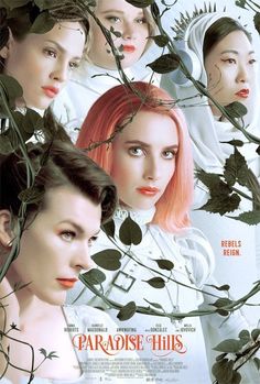 the movie paradist hills features three women with red hair and green leaves on their heads