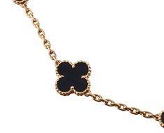 18k yellow gold 10 motif Vintage Alhambra necklace by Van Cleef & Arpels, with onyx. Retail $8900. DESIGNER: Van Cleef & Arpels MATERIAL: 18k Yellow Gold GEMSTONES: Onyx DIMENSIONS: Necklace is 16.75" long, clovers are 15mm x 15mm. MARKED/TESTED: CL41***, VCA 750. WEIGHT: 21.4 grams CONDITION: Previously Owned / Excellent Condition 10 Motif Necklace, Vintage Alhambra Necklace, Alhambra Necklace, Elizabeth Locke, Motif Vintage, Van Cleef Arpels, Van Cleef, Selling Jewelry, Ring Bracelet