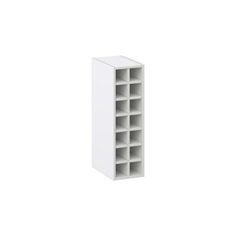 a white book shelf with several shelves on each side and one section open to show the contents