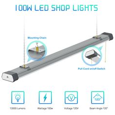 an image of the led shop lights with instructions on how to use them for lighting